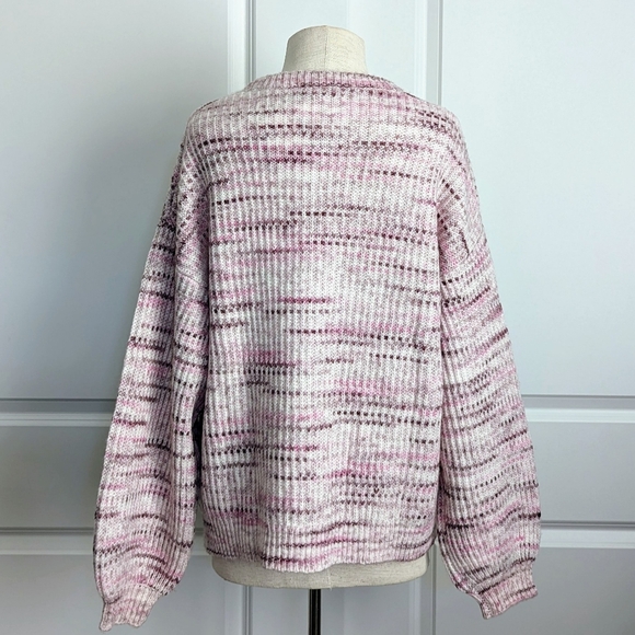 Splendid Sweater Wool Blend Chunky Knit Space Dye Oversized Black Cherry M NWT - Picture 6 of 10